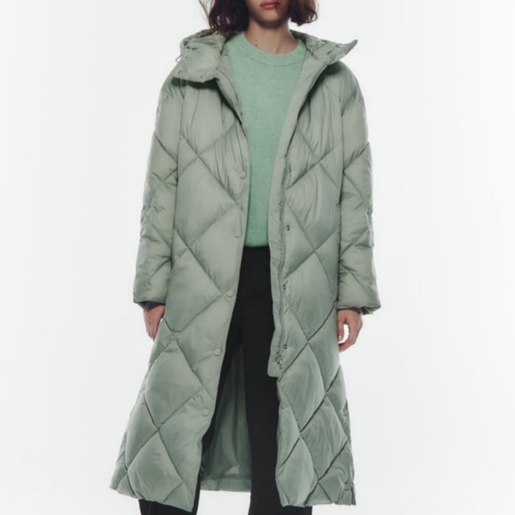 ZARA MINT GREEN PUFFER COAT - Picture 2 of 4